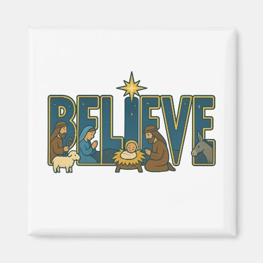 Believe nativity magneet (Voorkant)