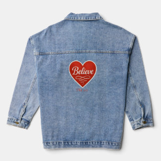 Believe red and white heart denim jacket