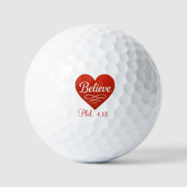 Believe red and white heart golfballen