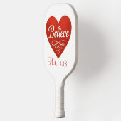 Believe red and white heart pickleball paddle (Links)