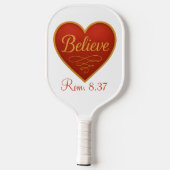 Believe red and white heart pickleball paddle (Achterkant)