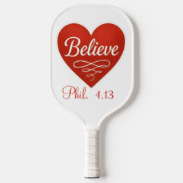Believe red and white heart pickleball paddle