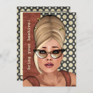 Belinda Beehive Retro Chic Medium Invitation Kaart