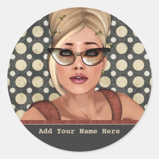 Belinda Beehive Retro Chic Personalized Stickers (Voorkant)