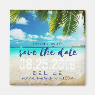 Belize Beach Bestemming Bruiloft Save the Date Magneet