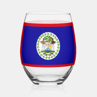 Belize Belizean Flag Coat of Arms Stemless Wine Gl Wijnglas Zonder Voet