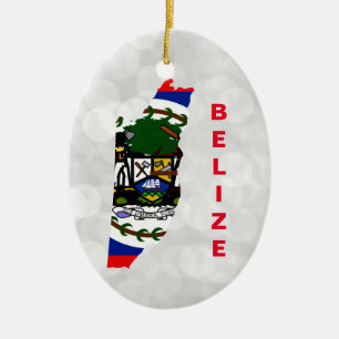 Belize Belizean Flagkaart Keramisch Ornament