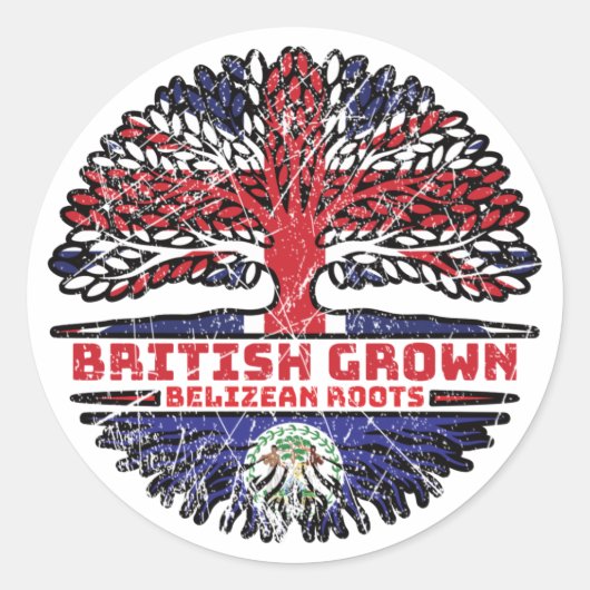 Belize Belizean UK - Britse boom Ronde Sticker (Voorkant)