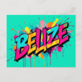 Belize blauwgroen graffiti stijl begroeting Briefk Briefkaart (Voorkant)