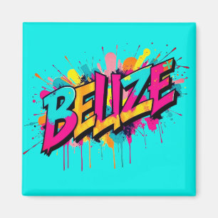 Belize blauwgroen graffiti stijl reisvakantie magneet