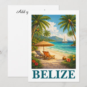 Belize Caraïbisch Tropisch Vintage Reizen Kaart