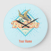 Belize Caribbean Retro Turtle Souvenir Grote Klok (Voorkant)