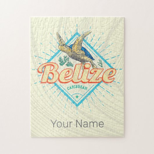 Belize Caribbean Retro Turtle Souvenir Legpuzzel (Verticaal)