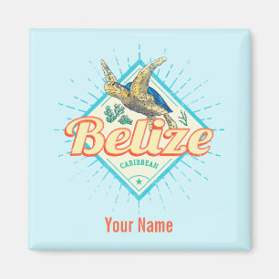 Belize Caribbean Retro Turtle Souvenir Magneet