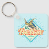 Belize Caribbean Retro Turtle Souvenir Sleutelhanger (Voorkant)