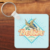 Belize Caribbean Retro Turtle Souvenir Sleutelhanger (Voorkant)