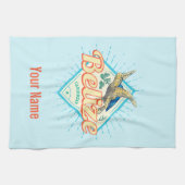 Belize Caribbean Retro Turtle Souvenir Theedoek (Horizontaal)