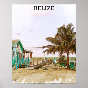 Belize Caribisch strandlandschap Poster