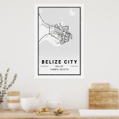 Belize City Belize Cities Travel City Map Poster (Keuken)