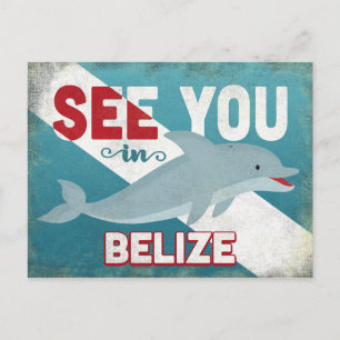 Belize Dolphin - Retro Vintage Travel Briefkaart
