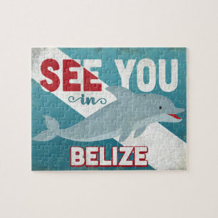 Belize Dolphin - Retro Vintage Travel Legpuzzel