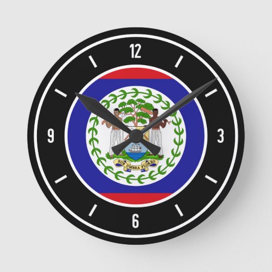 Belize Flag Elegant Ronde Klok (Voorkant)
