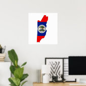 Belize Flag Map — volledige grootte Poster (Thuiskantoor)