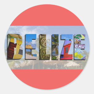 Belize foto's van Tropische Beach Blue Ocean-reize Ronde Sticker