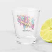 Belize graffiti stijl reisvakantie shot glas (Achterkant)