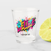 Belize graffiti stijl reisvakantie shot glas (Voorkant)