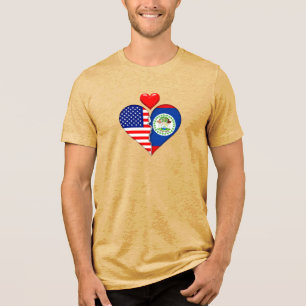 Belize Hispanic Hearts USA Vlaggen Tri-Blend Shirt