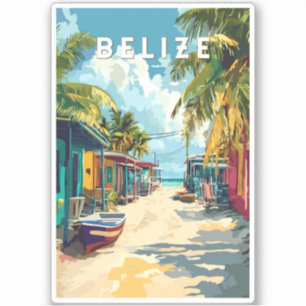 Belize Illustration Travel Art Vintage Sticker