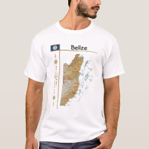 Belize Map + vlag + Titel T-Shirt