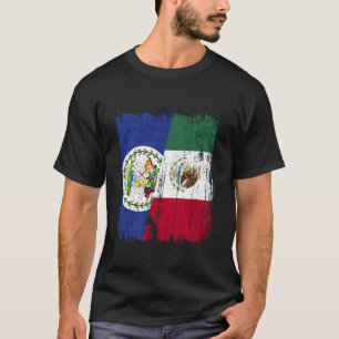 Belize Mexico Halve Vlag Belizaans Mexicaanse Erfe T-shirt