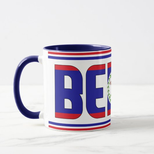 Belize National Flag Patriotic Coffee Mok (Links)