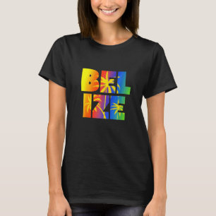 Belize Regenboog Palmbomen Tropische Cruise T-shirt