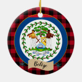 Belize, rode buffelvlek en Belize vlag Keramisch Ornament (Achterkant)