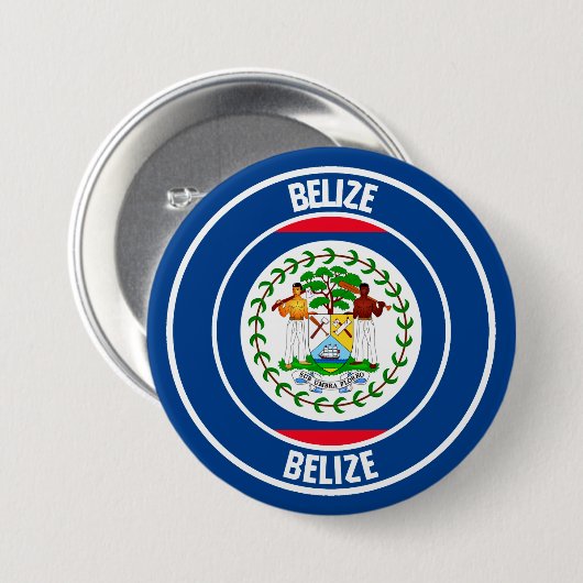 Belize Round Emblem Ronde Button 7,6 Cm (Voorkant /achterkant)