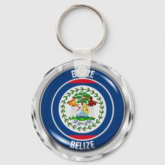 Belize Round Emblem Sleutelhanger (Voorkant)