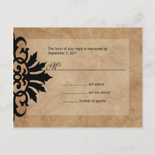 Belize Scroll Flourish RSVP (zwart/tan) Heather We Kaartje