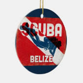 Belize Scuba Diver - Blue Retro Keramisch Ornament (Rechts)