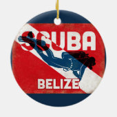Belize Scuba Diver - Blue Retro Keramisch Ornament (Achterkant)