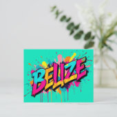 Belize style graffiti turquoise accueil Carte post (Debout devant)