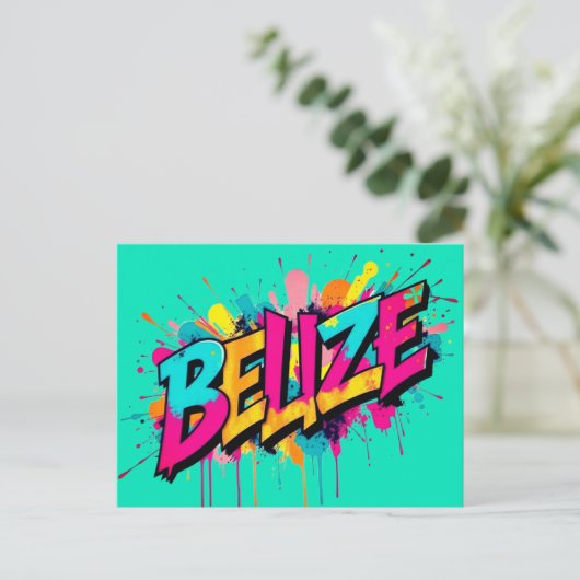 Belize style graffiti turquoise accueil Carte post (Debout devant)