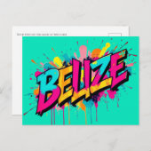 Belize style graffiti turquoise accueil Carte post (Devant / Derrière)