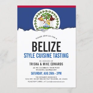 Belize Thed Cuisine Flag White Invite Kaart