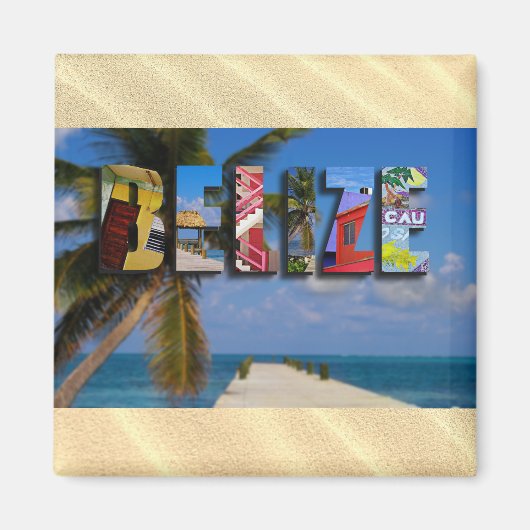 Belize Tropische Zand Beach Blue Ocean Travel Foto Magneet (Voorkant)