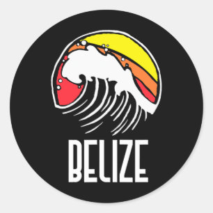 Belize Vintage jaren 80 Retro Surfen Strand Golf G Ronde Sticker