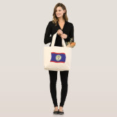 Belize Vlag Boodschappentas Grote Tote Bag (Voorkant (model))