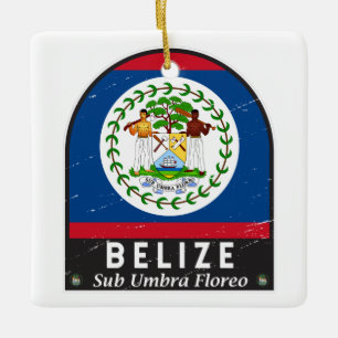 Belize vlag Embleem met vervorming Keramisch Ornament